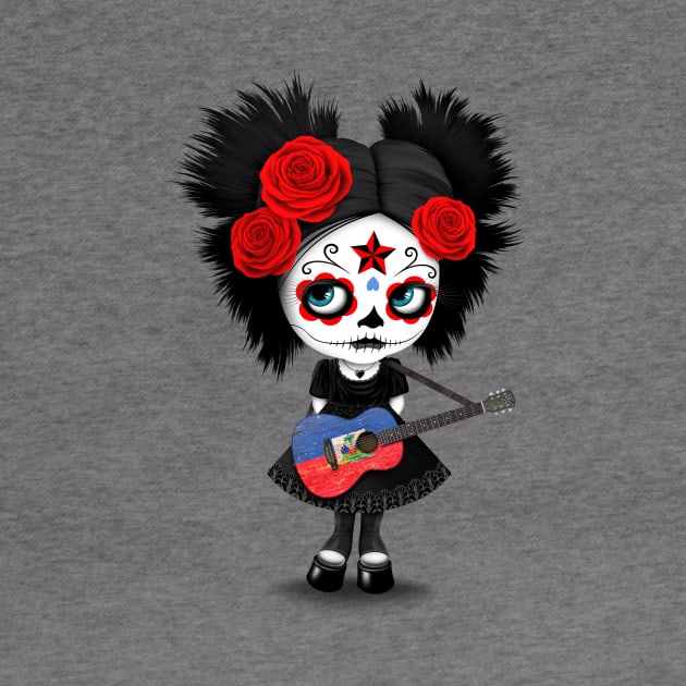 Sugar Skull Girl Playing Haitian Flag Guitar by jeffbartels